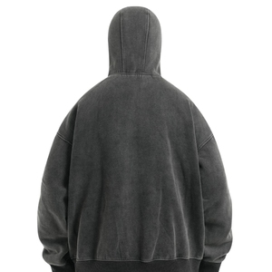 Nouveau design, sweat-shirt vintage délavé 100% French Terry, streetwear, fermeture éclair intégrale, sweat-shirt délavé à l'acide - Product Image 2