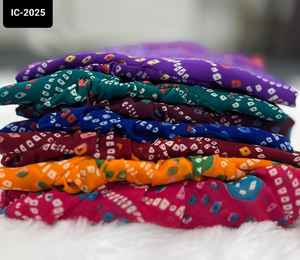 Indian Daily and Festival Wear Ready to Wear Short Fancy Pure Georgette <b>Kurtis</b> with Bandhani Print with Plus Size Available - Product Image 6