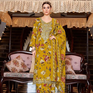 Colección al por mayor de material de vestido pakistaní estampado de rayón viscoso con bordado para ocasiones de fiesta - Product Image 1