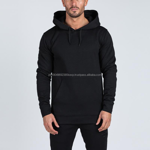 Custom <b>Mens</b> <b>Slim</b> Fit Workout Black Gym <b>Men</b> Pullover Hoodies 100% Cotton Heavyweight Blank Plain Hoodies for Man 100% Cotton - Product Image 6