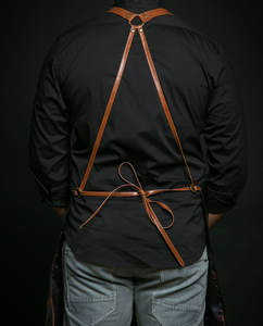 Black Leather Work <b>Apron</b> Cross-Back Harness Multi-Pocket Utility Design for Chef <b>Barista</b> Craftsmen Modern 2026 Leather <b>Apron</b> - Product Image 6