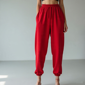 Men's Mid-<b>weight</b> 400 GSM Polyester Fleece Sweatpants Mens Double Waistband <b>Trouser</b> Streetwear High Drawstring Sweat Pants Men - Product Image 1