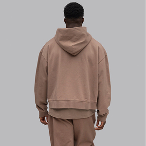 Vente en gros Sweat à capuche vintage unisexe en éponge française haute qualité Sweats à capuche amples en relief pour hommes - Product Image 3