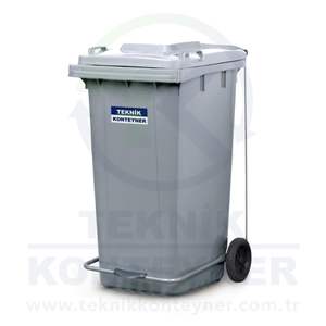 Recipiente de basura de pie de plástico Gris de 120L ecológico del fabricante turco con pedal - Product Image 2