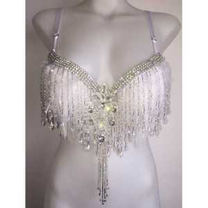 Custom Design Fancy Designer <b>Bra</b> With Artistic Beads Trend Stage Performance With Export Quality - Product Image 6