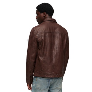 Nouvel arrivage de veste en cuir pour hommes de style classique Veste en cuir de motocyclette de couleur unie au design unique et vêtements de sport - Product Image 2