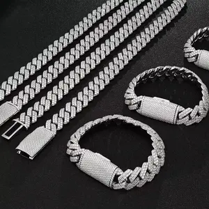 Cadena cubana de doble fila de 14 mm de ancho, estilo Hip Hop Iced Out, con moissanita VVS, de plata de ley 925, para hombre, nueva. - Product Image 4