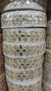 Custom Made Machine Embroidered <b>Ribbons</b> & Laces in Various Designs & in Many Colours for <b>Wedding</b> Dresses in 4 Inch Width. - Product Image 3