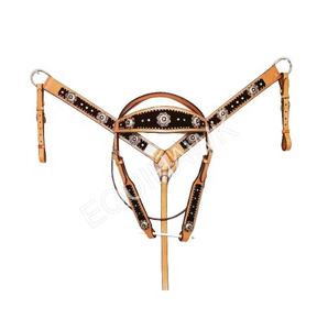 Ensemble de têtière et de plastron Western en cuir de qualité légère Design concis Vêtements équestres-pour licou et circonférence d'équitation - Product Image 1