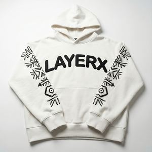 Sweat à capuche pour homme en polaire écologique polyester/coton 500 g/m² avec manches en strass pour un style ample et brodé - Product Image 2