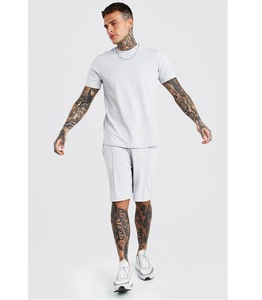 Conjuntos cortos de rizo francés de verano para hombre al por mayor 100% camiseta y pantalones cortos de algodón transpirable Joggers personalizables Conjunto de camiseta corta - Product Image 5