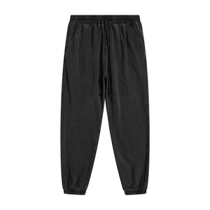Pantalons de survêtement pour hommes en coton solide, respirants, avec logo brodé, style décontracté, tissu à jambe droite, pantalons de jogging en gros - Product Image 5