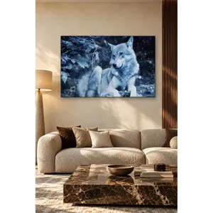 Impression sur toile de l'ogre Fida dans la neige sous des feuilles bleues - Product Image 4
