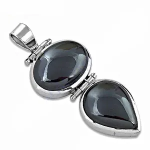Collier pendentif tendance pour femme en hématite argentée, design géométrique en forme de croix, chaînes en acier inoxydable plaqué rhodium, bijoux en pierres précieuses - Product Image 1