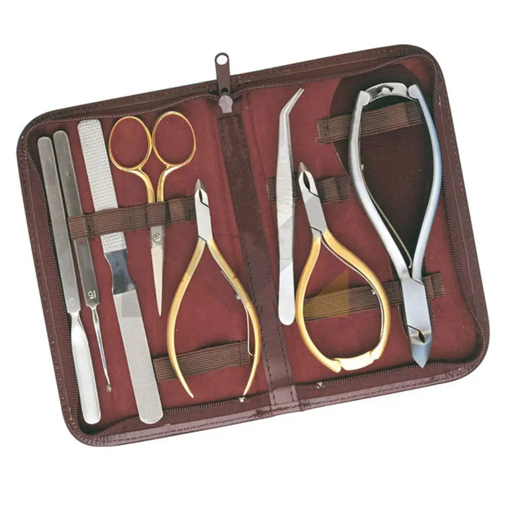 Manicure and Pedicure kits with Deluxe genuine leather case protects your tools and keeps them safe Available in Burgundy color