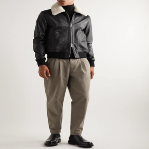 Chaqueta de Cuero Suelta de Diseño Nuevo, Chaqueta Universitaria de Lana con Parches de Tela, Chaqueta Bomber de Béisbol para Hombre - Product Image 2