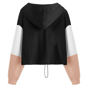 Sweat à capuche court en coton pour femmes avec survêtement à manches longues LOGO personnalisé en gros hiver tricoté sweat hauts dames Gym Crop - Product Image 2