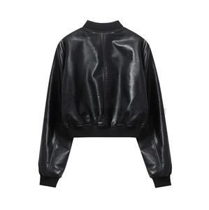 2024 <b>Vintage</b> Genuine Leather <b>Jacket</b> for <b>Women</b> Bomber Fashion Style Casual Wear Breathable and Plain Dyed Knitted Technique - Product Image 2