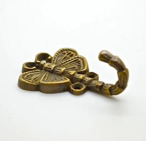 Brass Made Luxury Butterfly Shape Self-Adhesive Coat Hook Behind Entrance Door Creative <b>Wall</b> Hanging Decoration Coat Bag Hooks - Product Image 3