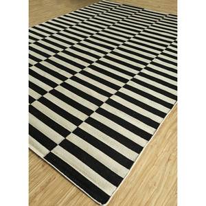Tapis en laine faits main Alhambra, rayés gris et noir, tissage plat, pour chambre à coucher ou chambre d'adolescent, tapis rectangulaire pour usage domestique - DW-176 - Product Image 2