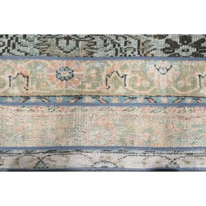 Vintage 1.5 X 3.9ft Turkish <b>Rug</b> Green <b>Blue</b> Patchwork Design Wool Seagrass Latex Rectangular <b>Large</b> Area for Hallway Room Decor - Product Image 5