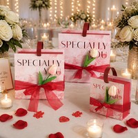 Dossiers d'art rigides de luxe à décor floral pour cadeaux de mariage, sacs assortis, tailles personnalisables pour l'emballage de bonbons/souvenirs