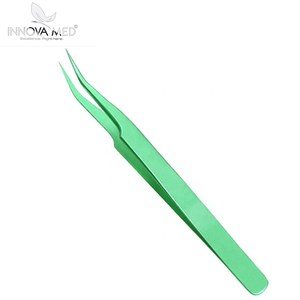 Pinzas de Acero Inoxidable Verdes para Extensión de Pestañas, Herramientas Personalizadas para Artistas Profesionales de Pestañas, por INNOVAMED INSTRUMENT - Product Image 2