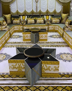 Sièges au sol orientaux Ensemble jalsa arabe de luxe avec canapé ethnique traditionnel Style ottoman Inspiré du design arabe Majlis - Product Image 6