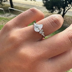 Teardrop Pear Shaped Lab Grown Diamond Engagement Ring 1.20 Ct SI2 Clarity 14K Solid Gold Prong Setting For <b>Jewellery</b> Making - Product Image 2