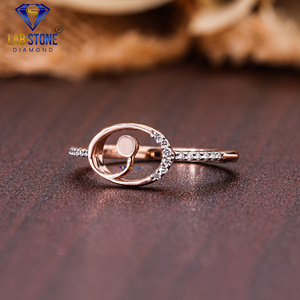 Lab-Stone Party Wear Bague en diamant 0.036 TDW Diamant taille ronde Or rose 18kt Couleur EF-VS - Product Image 2
