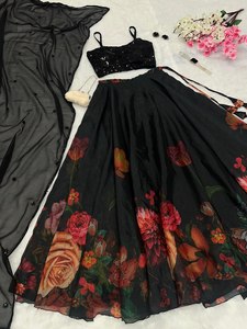 Dernier Designer Organza Soie Floral Imprimé Lehenga Choli Par FabZone - Product Image 2