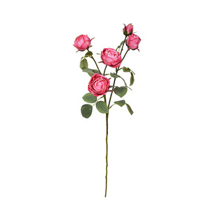 Alta calidad Louis Quintet Blooms Flor artificial Borde quemado Rosa Cinco cabezas Tallos de rosas para la decoración de la boda - Product Image 3