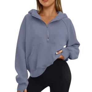 Everyday Essential Women Half Zip Sweatshirt Oversized Quarter Zip Pullover Mock Neck Fleece Hoodie Streetwear Fashion 2026 - Product Image 6
