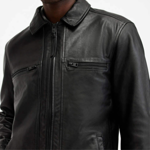 <b>Long</b> Sleeve High Quality Zipper Front Logo Windproof <b>Men's</b> Leather <b>Jacket</b> Casual Wear Best Selling Lightweight OEM Service - Product Image 6