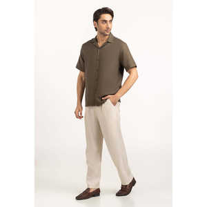 Chemises décontractées pour hommes 100 % coton popeline respirantes et infroissables teintes unies coupe classique Fourniture ODM MN-CS-SS25-177 - Product Image 4