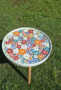 Mesa auxiliar de mosaico deslumbrante: Arte iridiscente-mesa de centro azul-mesa auxiliar-Decoración de sala de estar-regalo - Product Image 6