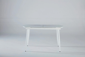 Luxury All-White Extendable Dining <b>Table</b> with Marble Effect Top - Modern Oval Kitchen <b>Table</b> with Tapered <b>Legs</b> - Nordic Style - Product Image 2