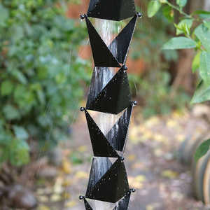 Cadena de lluvia de Origami de cobre puro, diseño Angular moderno, hecho a mano, bajante decorativo eficiente, alternativa de acero de alta calidad - Product Image 3