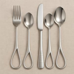 Ensemble de couverts en acier inoxydable poli miroir classique ensemble de couverts de 5 pièces ustensiles en argent modernes pour dîner mariage cuisine hôtel - Product Image 5