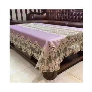 Wholesale Velvet lace tablecloth pink pastoral party table runner ethnic tablecloths and table runners