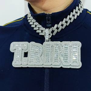 Pendentif Hip Hop personnalisé lettre initiale 925 argent Sterling or blanc plaqué or rose VVS Moissanite diamant fête bijoux fins - Product Image 4