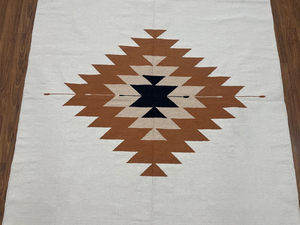 Alfombra Kilim blanca de lana tejida a mano para sala de estar Alfombra de área grande para dormitorio Alfombra de tamaño personalizado Navajo - Product Image 4
