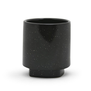 CUC1305BK - เซรามิกทรงกระบอกสีดำลายจุดขนาดกลางพร้อมฐาน - สูง 5.1 นิ้ว - Product Image 1