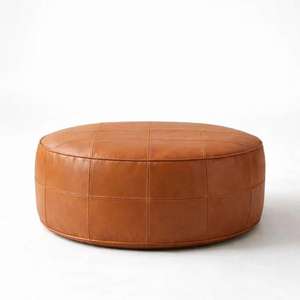 Puf de Cuero Marroquí Hecho a Mano, Otomana Tradicional Artesanal, Decoración del Hogar, Asiento Boho para Sala de Estar - Product Image 1