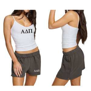 Custom Embroidery <b>Thermal</b> Winter Solid Knee <b>Women</b> Two Piece Set Crew Neck Sleeveless Plus Size Alpha Delta Pi Sorority - Product Image 1