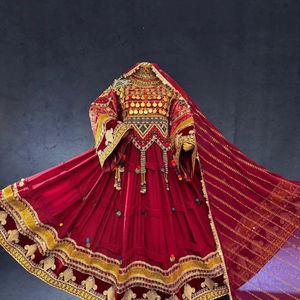 Robe longue traditionnelle pakistanaise vintage à manches longues, faite à la main, ethnique, culturelle, pour mariage, couleur et design personnalisés - Product Image 1