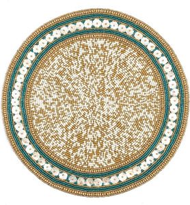 Handcrafted American Style <b>round</b> Beaded Glass <b>Placemats</b>/Pads for Dining Table Wedding Christmas & Family Gatherings - Product Image 1
