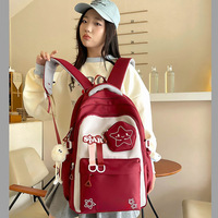 Sac à dos scolaire et de voyage unisexe géométrique mignon rouge bordeaux, grande capacité 36-56L, étanche, en polyester, avec fermeture éclair, pour étudiants