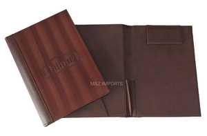 Custom A4 Size Wooden Folder Pocket Binder <b>Clip</b> Metal Leather Materials for Restaurant Billing Hotel Restaurant Supplies - Product Image 3
