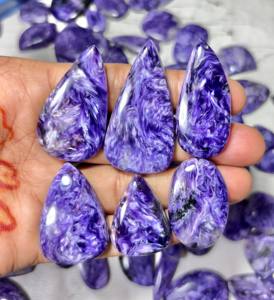 เกรด AAA คริสตัลหรู Charoite Cabochon สีม่วงธรรมชาติหรูหราสำหรับการทำเครื่องประดับอัญมณีหลวม - Product Image 1